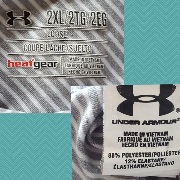 Under Armour Gray Striped Short Sleeve Polo Shirt - Picture 4 of 4
